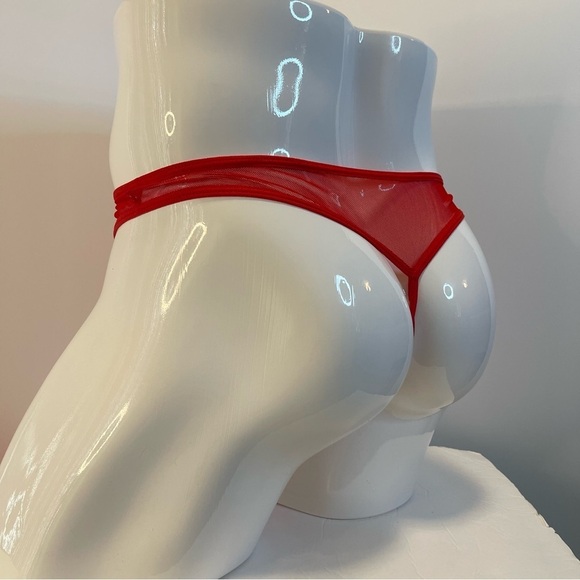 Mens Thong G-String Underwear Mesh Sheer See Through Red Medium NWT - Picture 11 of 12